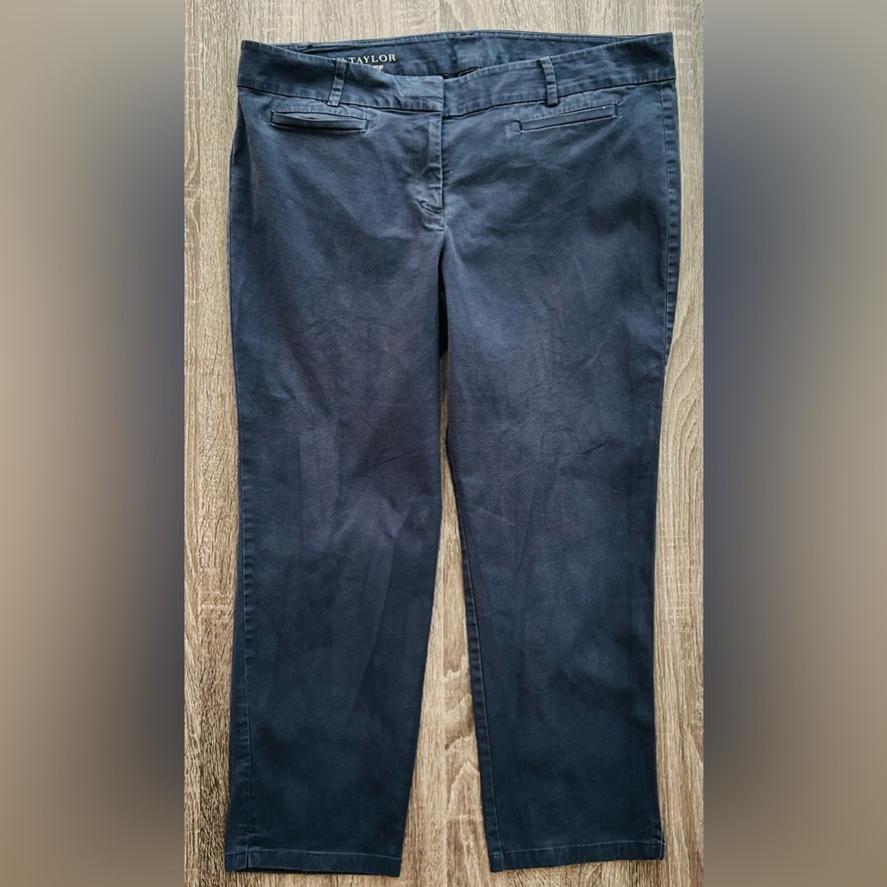 Ann Taylor Faded Navy Blue Cambridge Crop Chinos | Size 14